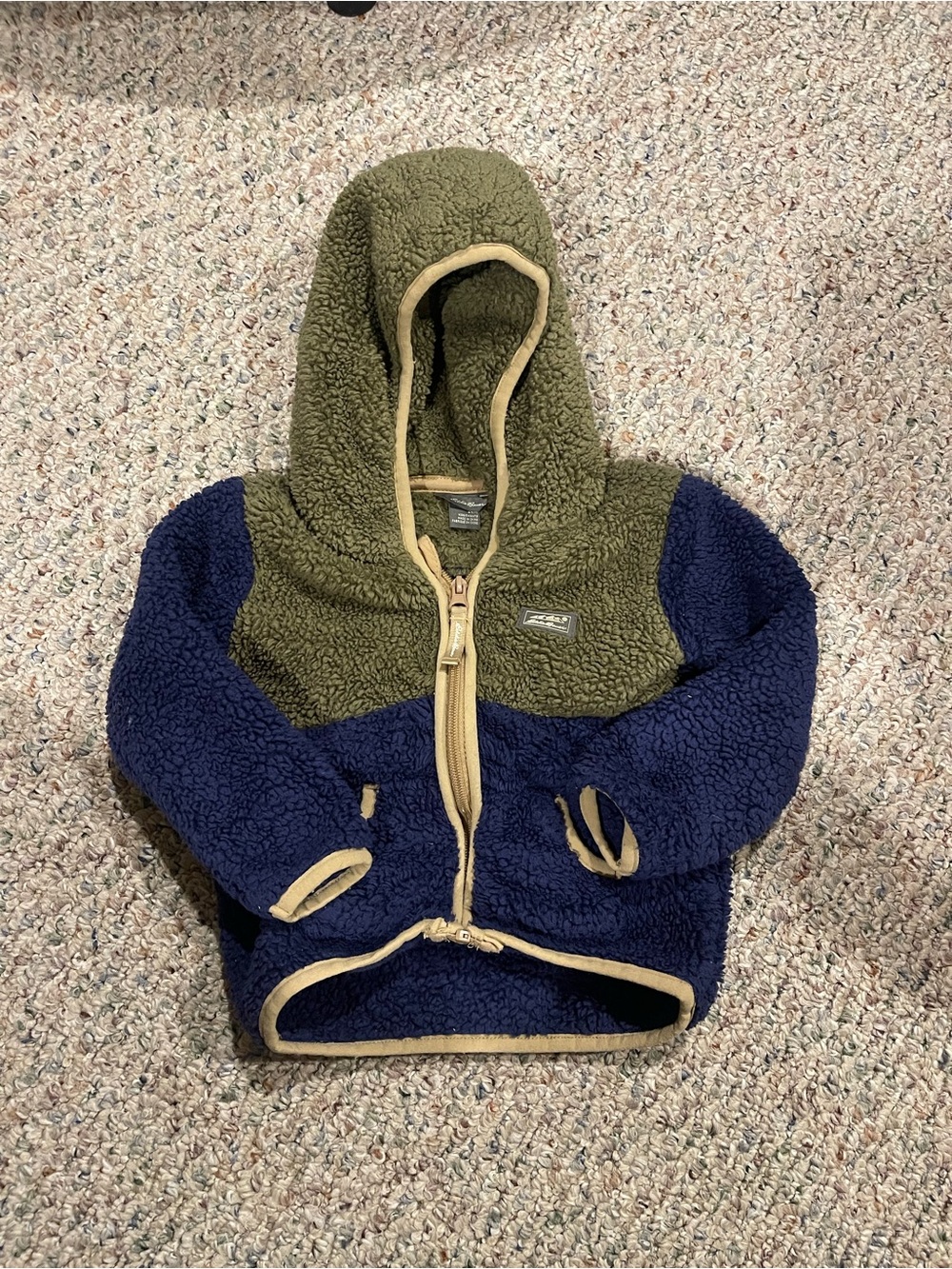 Eddie Bauer Olive & Navy Sherpa Hooded Zip Jacket for Kids